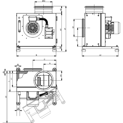 Кухонний витяжний вентилятор Salda KF T120 315-4 L3