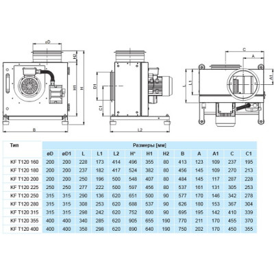Кухонний витяжний вентилятор Salda KF T120 315-4 L3